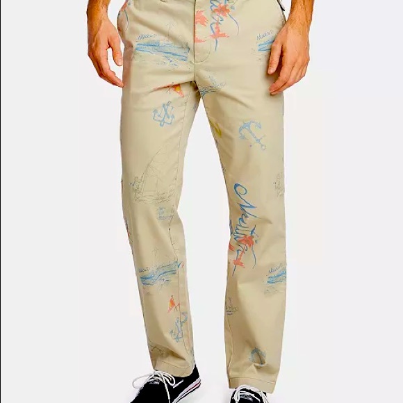 Men's Classic-Fit Stretch Printed Deck Pants, Blue Sail - Picture 1 of 2